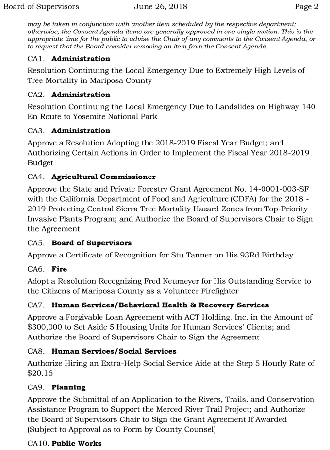 2018 06 26 mariposa county Board of Supervisors Agenda june 26 2018 2