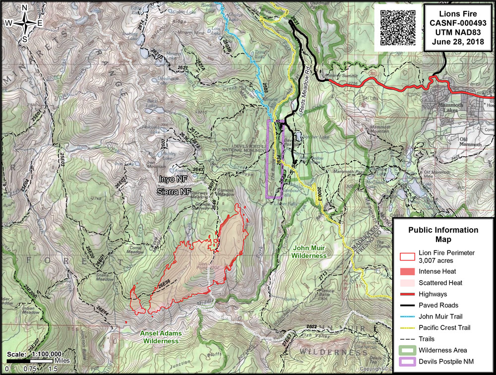lions fire perimeter map 6 28 18