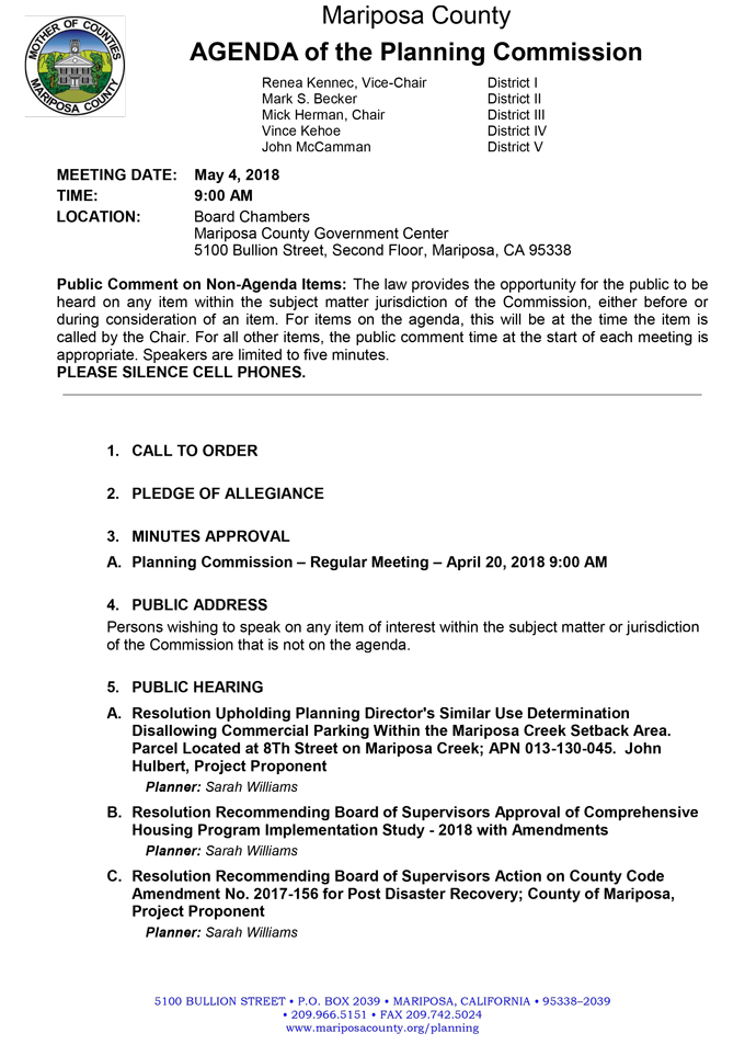 2018 05 04 mariposa county Planning Commission Public Agenda may 4 2018 1