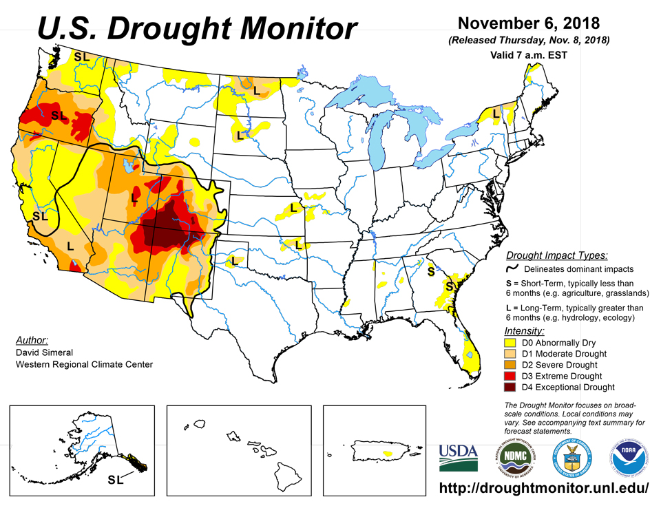 us drought map november 6 2018