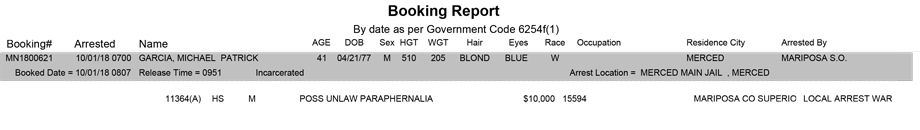 mariposa county booking report for october 1 2018