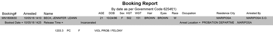 mariposa county booking report for october 5 2018