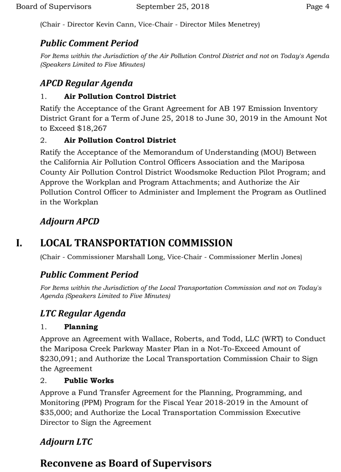 2018 09 25 mariposa county Board of Supervisors Agenda september 25 2018 4