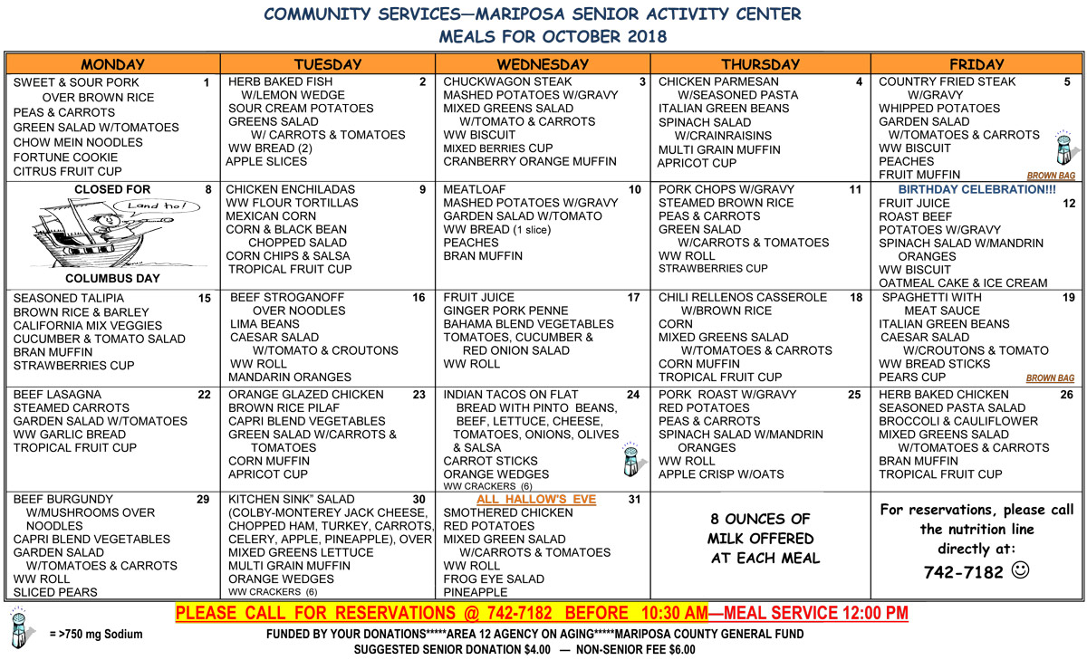 October Menu