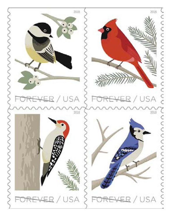 usps birds in winter forever stamps