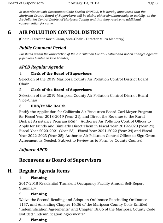 2019 02 19 mariposa couny Board of Supervisors Agenda February 19 2019 3