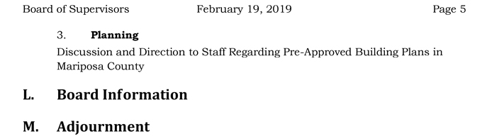 2019 02 19 mariposa couny Board of Supervisors Agenda February 19 2019 5