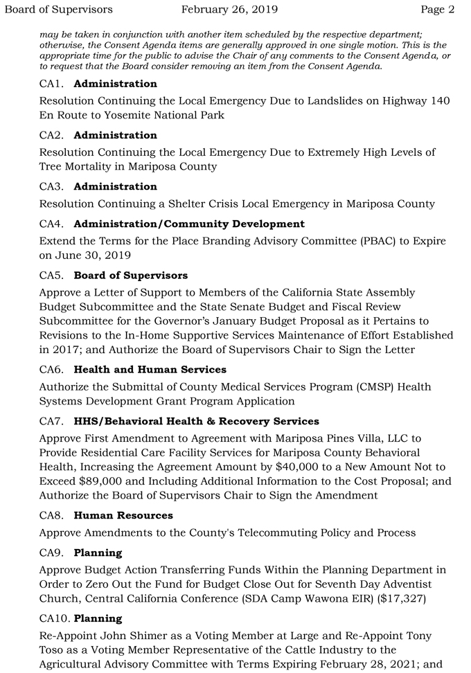2019 02 26 mariposa county Board of Supervisors agenda february 26 2019 2