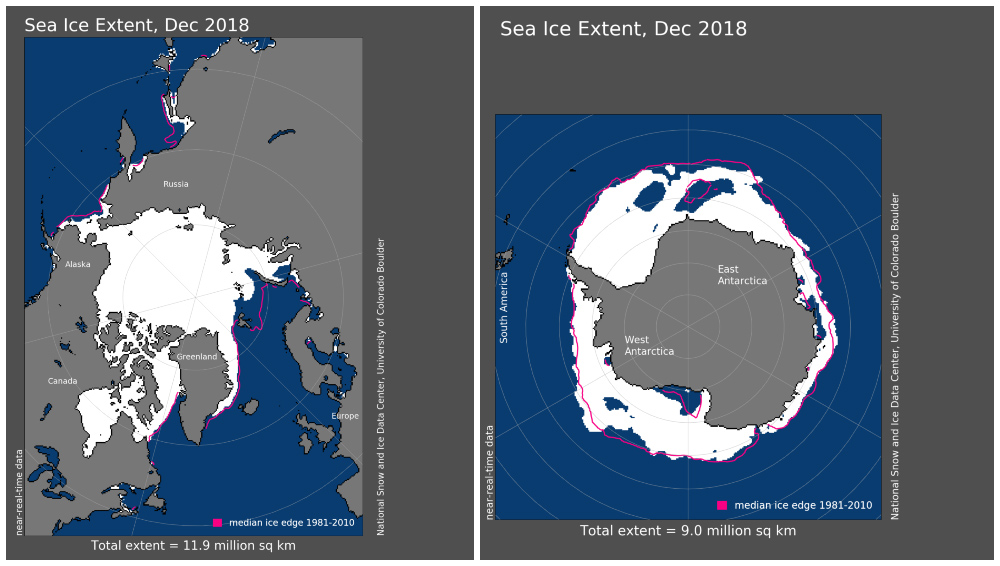 Annual 2018 Arctic and Antarctic Sea Ice Extent Maps4
