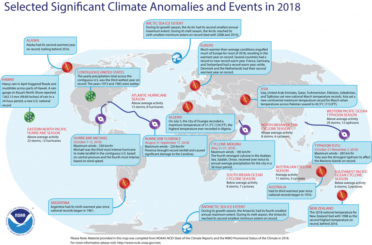 Annual 2018 Global Significant Climate Events Map
