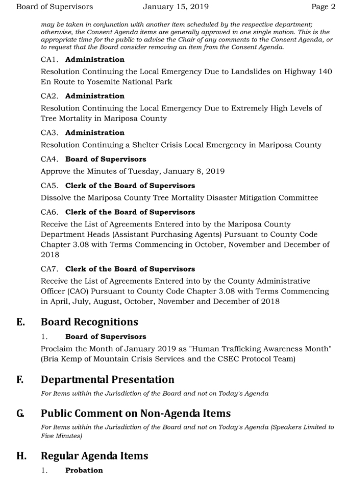 2019 01 15 mariposa county Board of Supervisors agenda january 15 2019 2