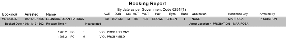 mariposa county booking report for january 14 2019