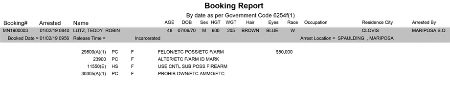 mariposa county booking report for january 2 2019