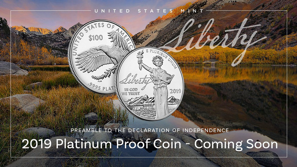 us mint preamble to the declaration of independence 2019 proof platinum coin