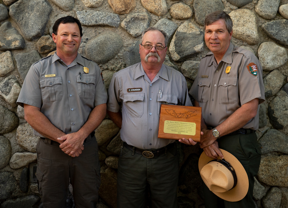 2018 Barry Hance Memorial Award Recipient Tom Karl Standen III with Gene Smith and Michael Reynolds