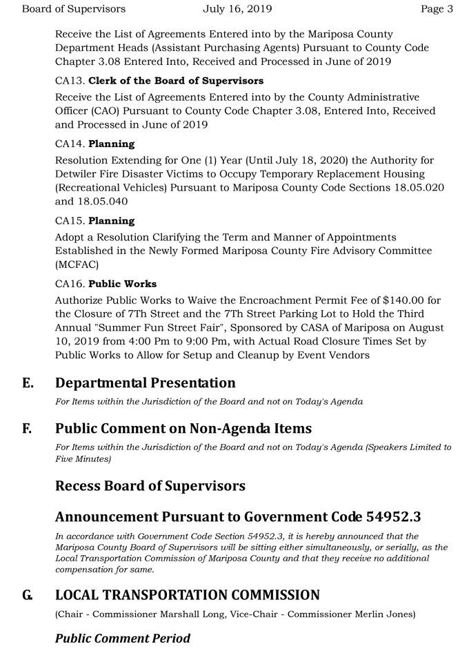 2019 07 16 mariposa county Board of Supervisors agenda 3
