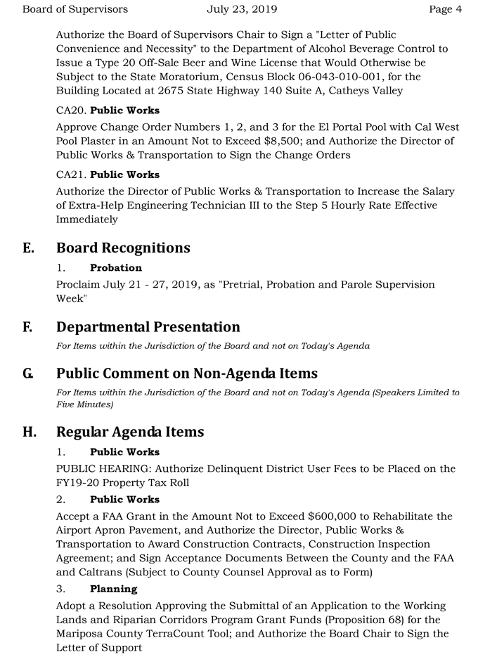 2019 07 23 mariposa county Board of Supervisors agenda 4