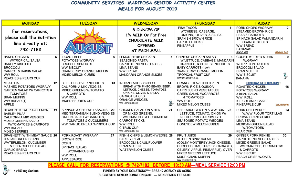 August Menu