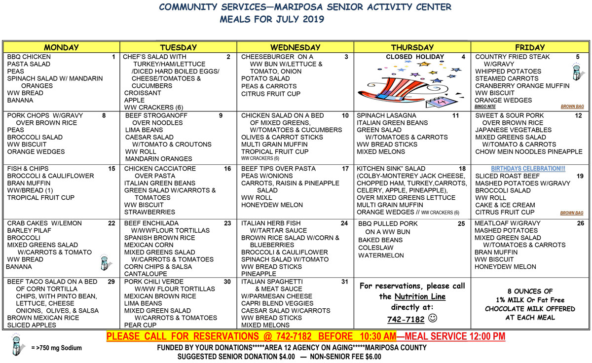 July Menu