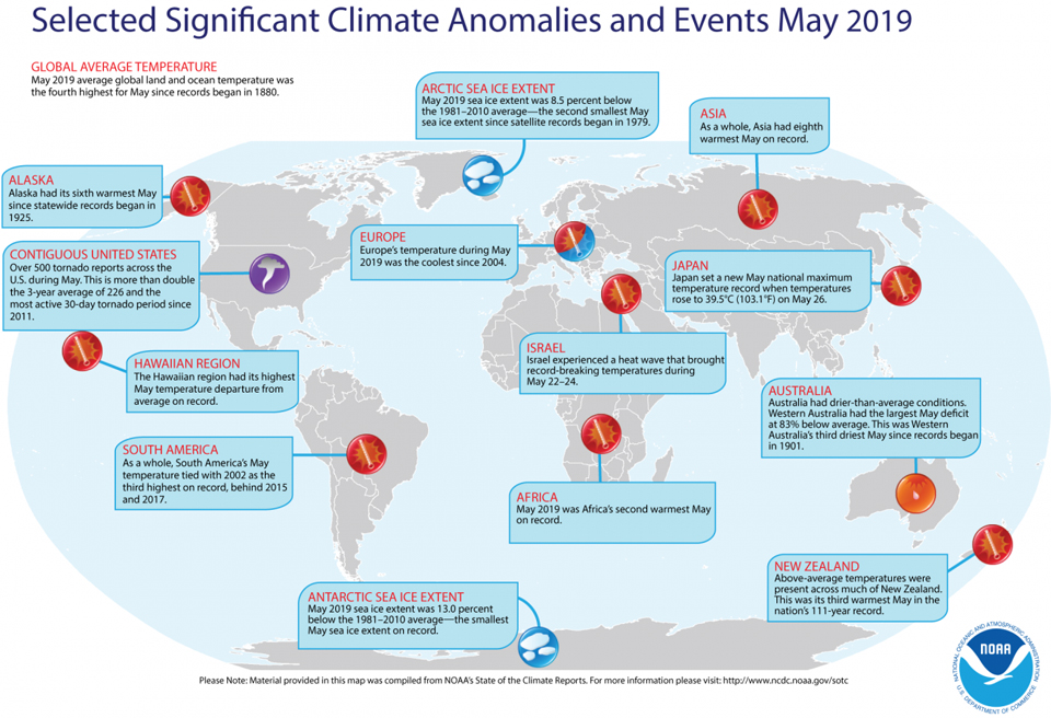 May 2019 Global Significant Climate Events Map
