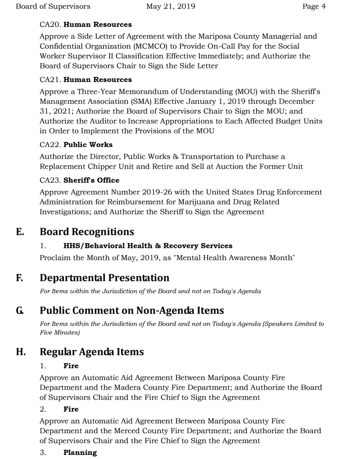 2019 05 21 mariposa county Board of Supervisors Agenda 4