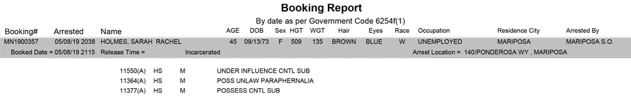 mariposa county booking report for may 8 2019