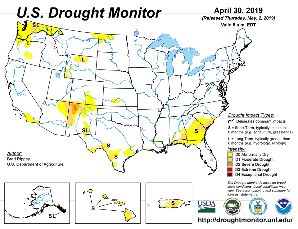 us drought map april 30 2019