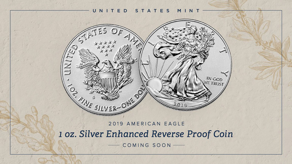us mint american eagle 2019 one ounce silver enhanced reverse proof coin