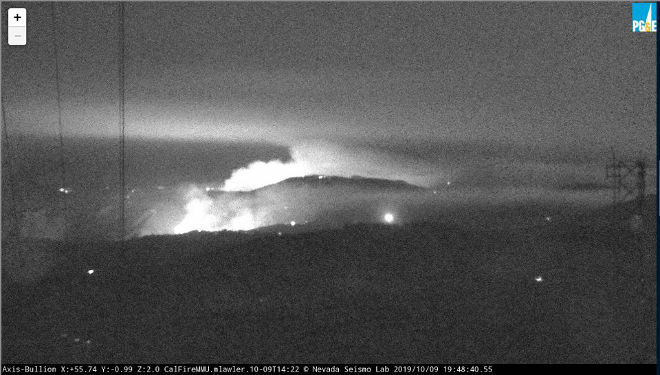 10 9 19 evening briceburg fire mariposa county pgecam