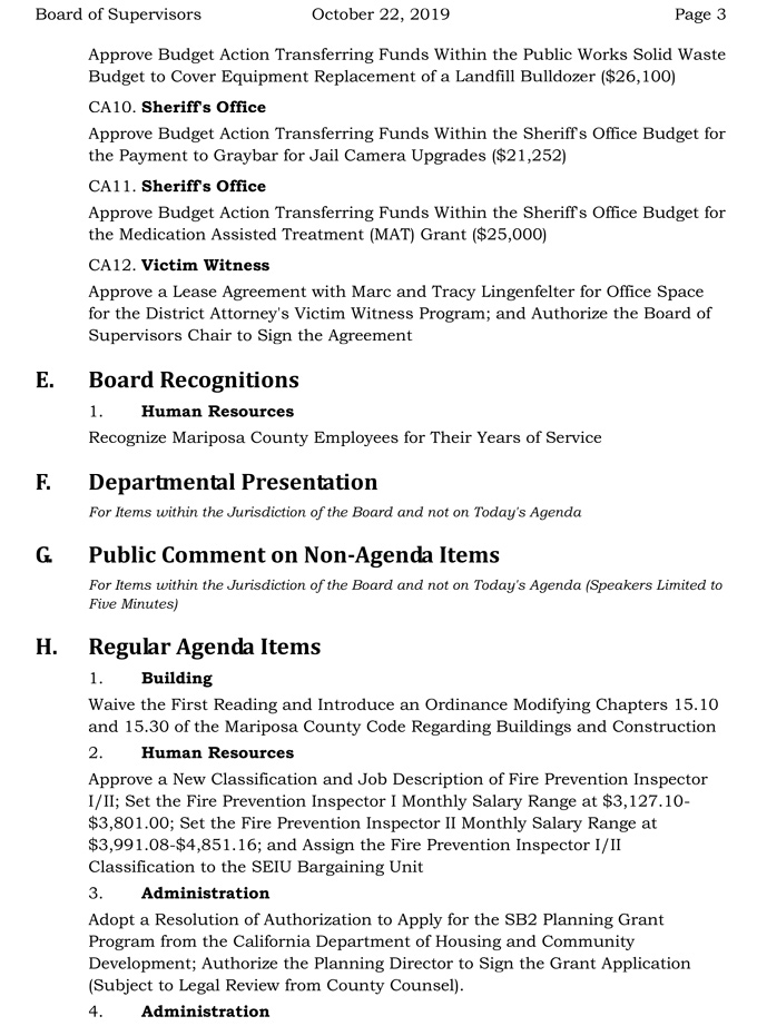 2019 10 22 Board of Supervisors agenda 3