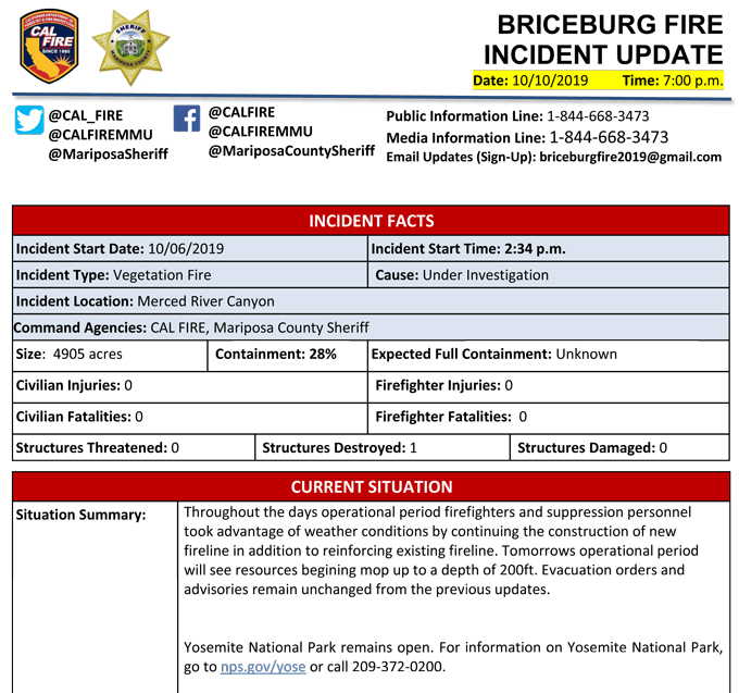 BRICEBURG FIRE UPDATE 10 10 2019 PM 1