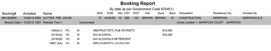 mariposa county booking report for october 29 2019
