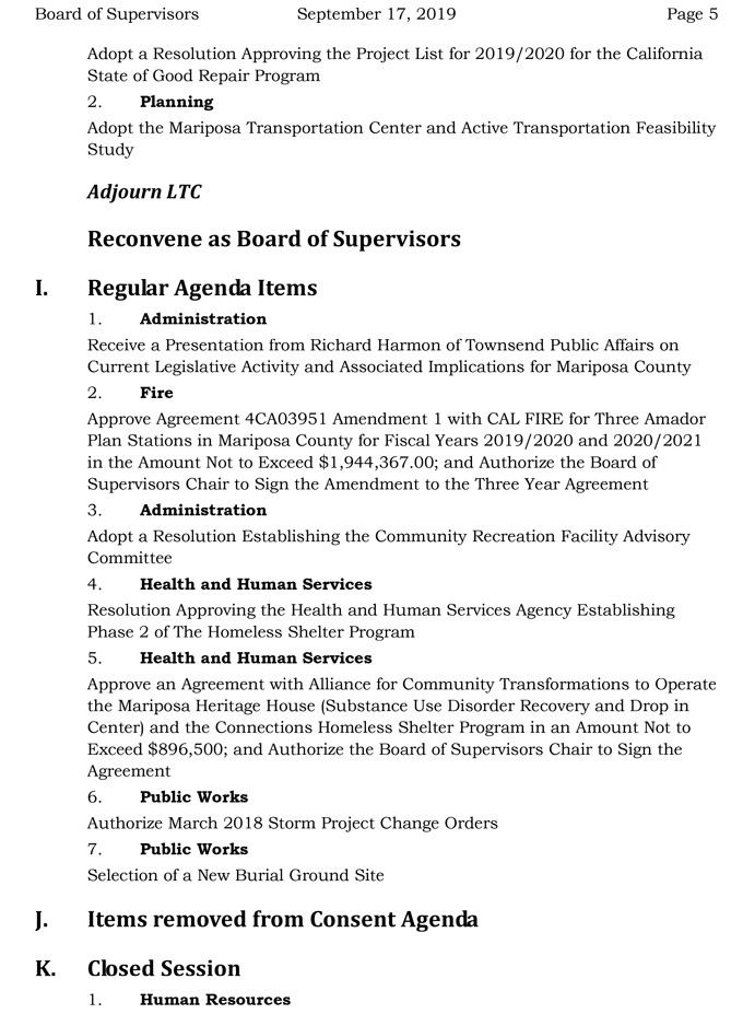 2019 09 17 mariposa county Board of Supervisors agenda 5