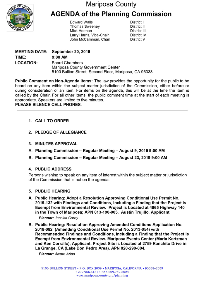 2019 09 20 Planning Commission agenda 1