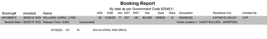 mariposa county booking report for september 29 2019