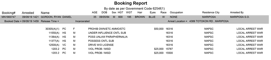 mariposa county booking report for september 8 2019
