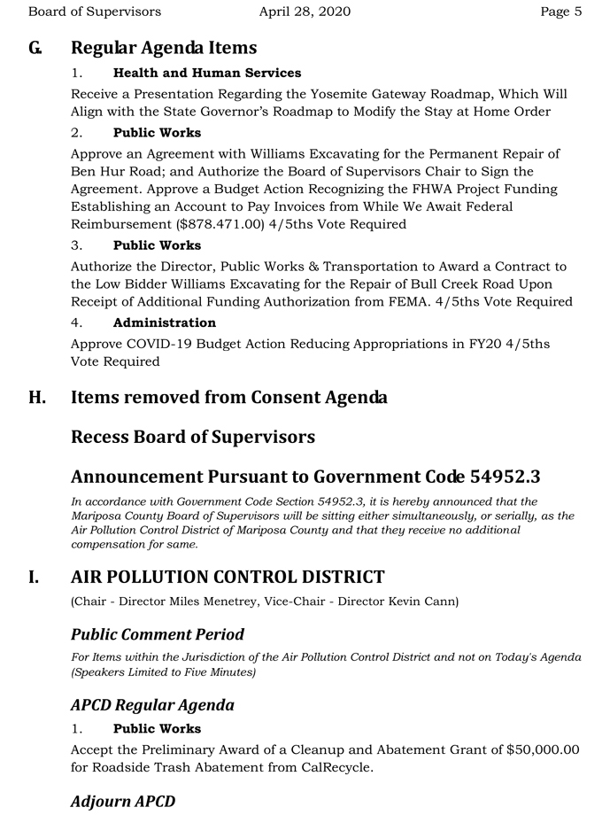 2020 04 28 Board of Supervisors agenda 5