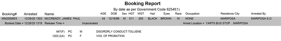 mariposa county booking report for december 28 2020