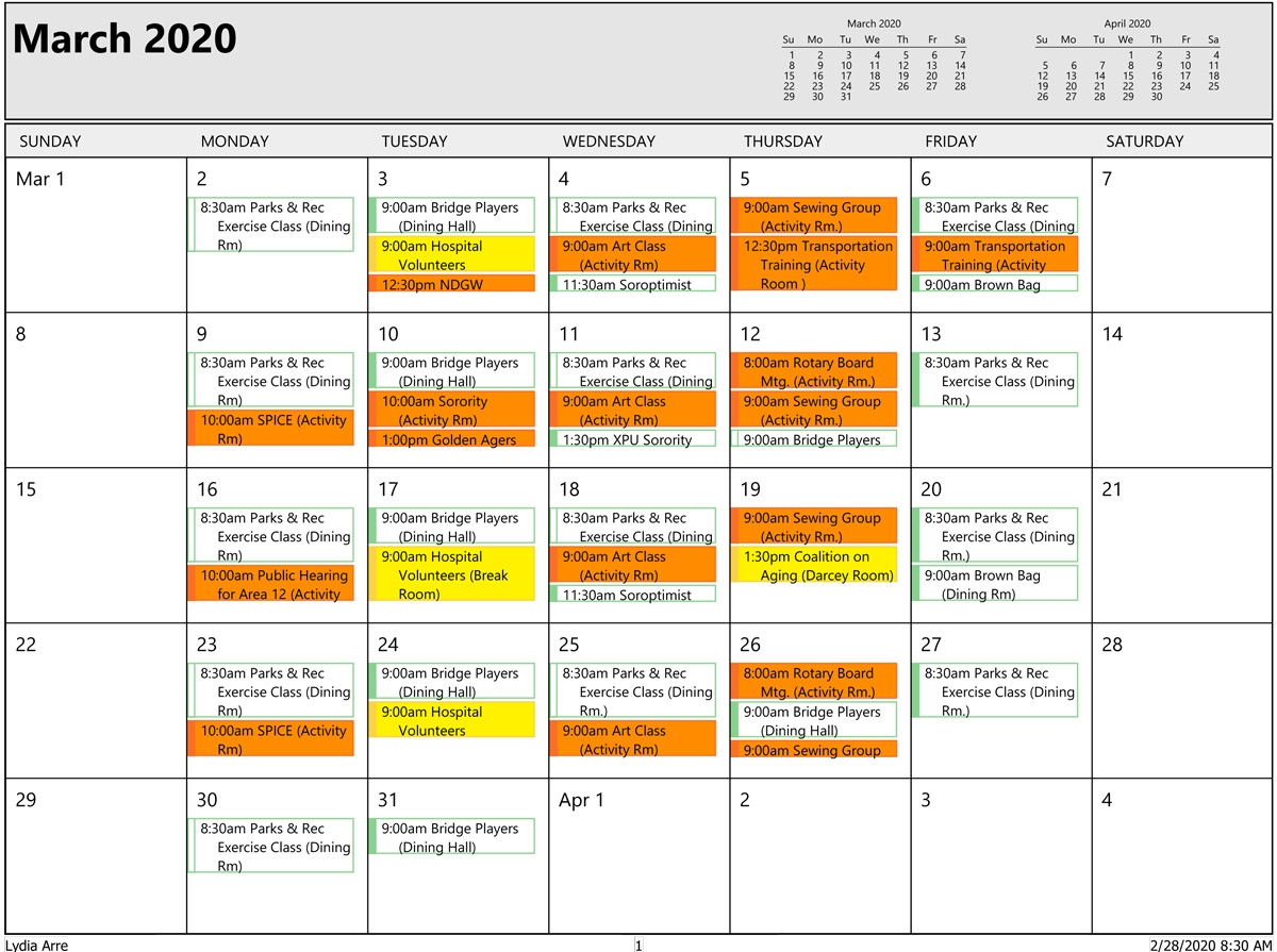 March Senior Activities2