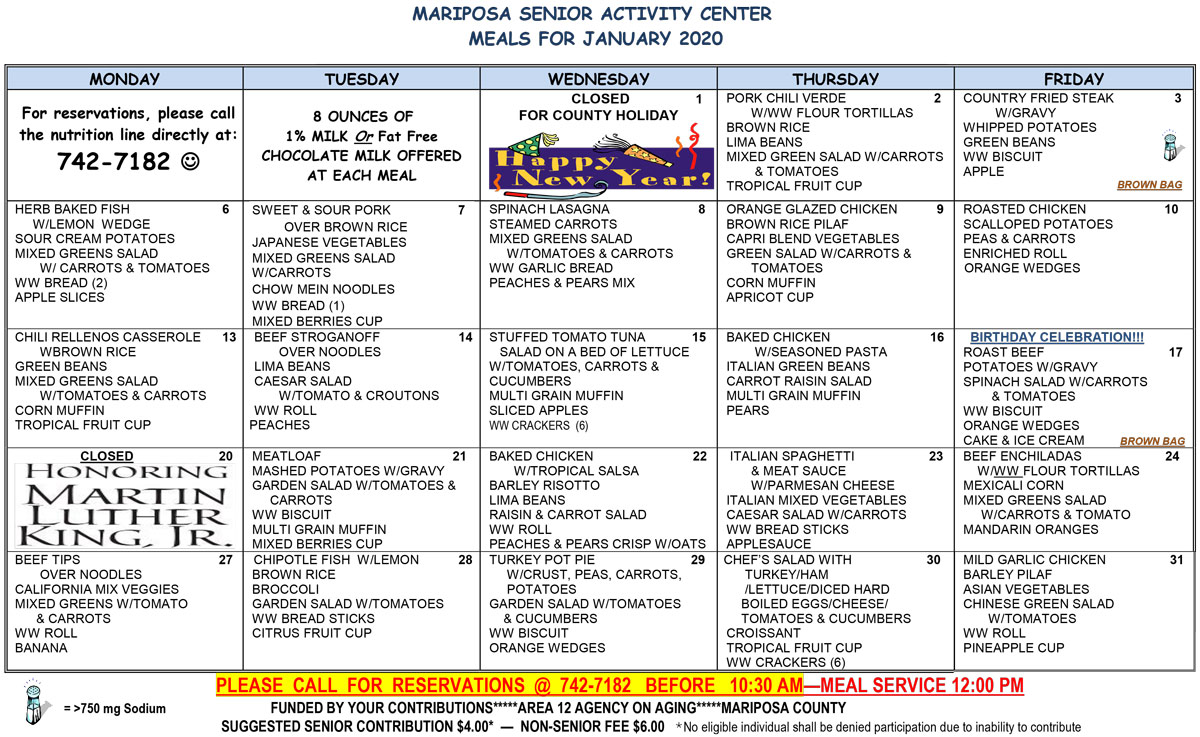 January Menu