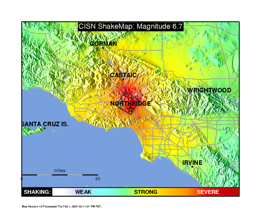 Northridge Earthquake 1994 tvmap