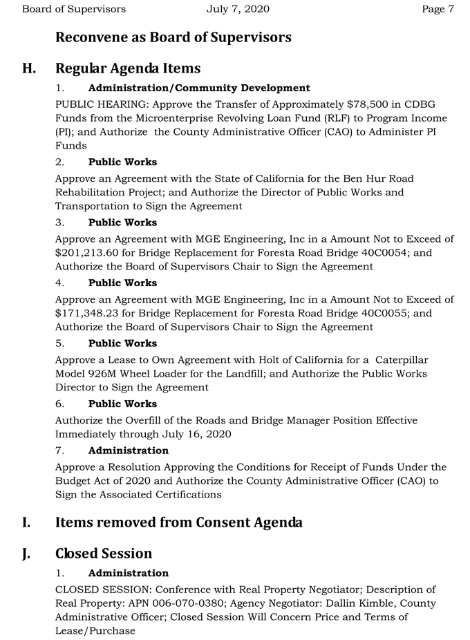 2020 07 07 Board of Supervisors agenda 7