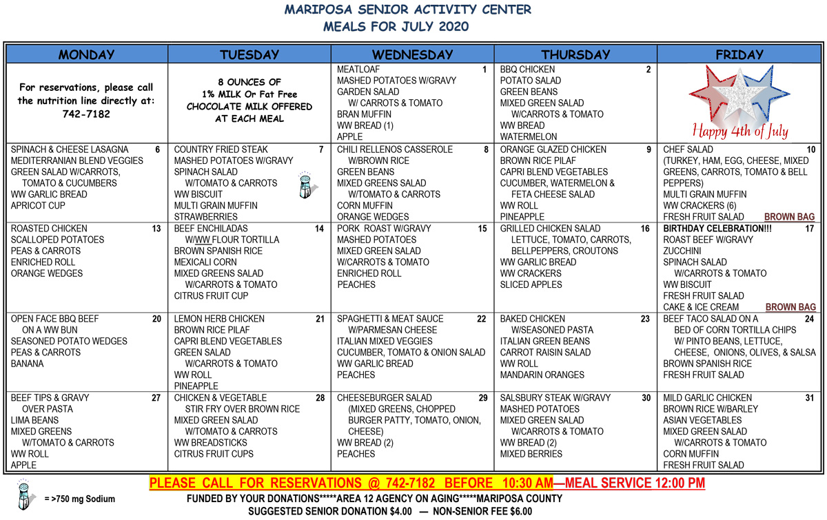 July Menu