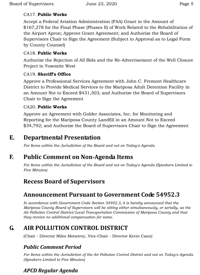 2020 06 23 Board of Supervisors agenda 5