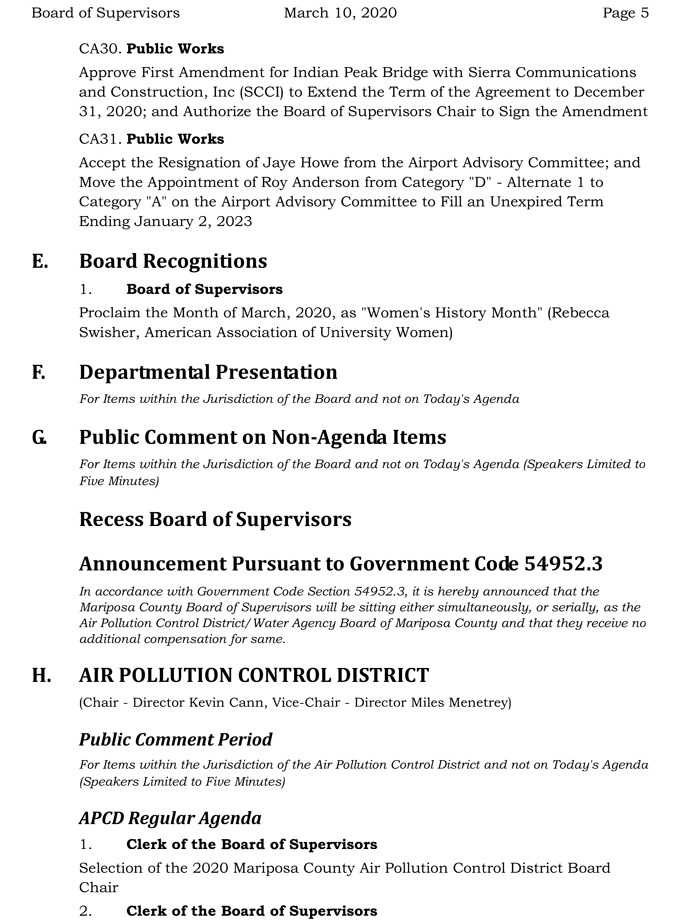 2020 03 10 Board of Supervisors agenda 5