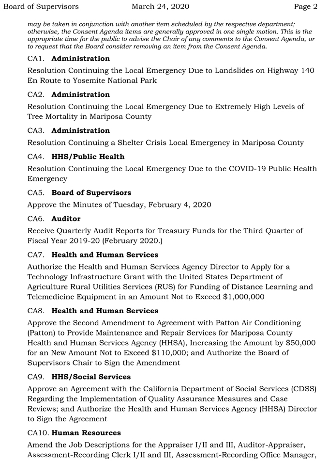 2020 03 24 Board of Supervisors agenda 2