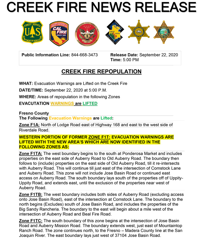 9 22 20 Evac Orders Lifted 1