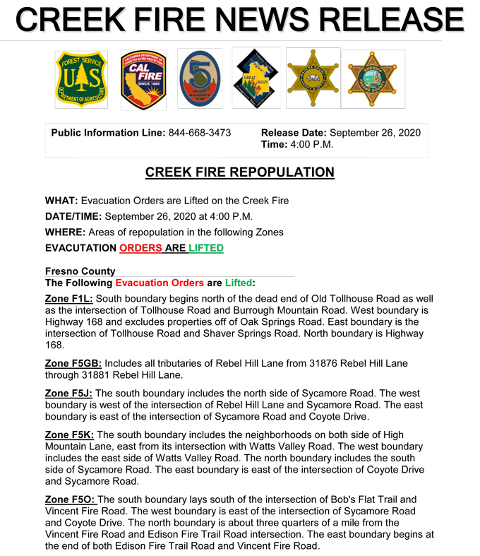 9 26 20 CAL Fire EvacuationOrdersLifted4PM 1