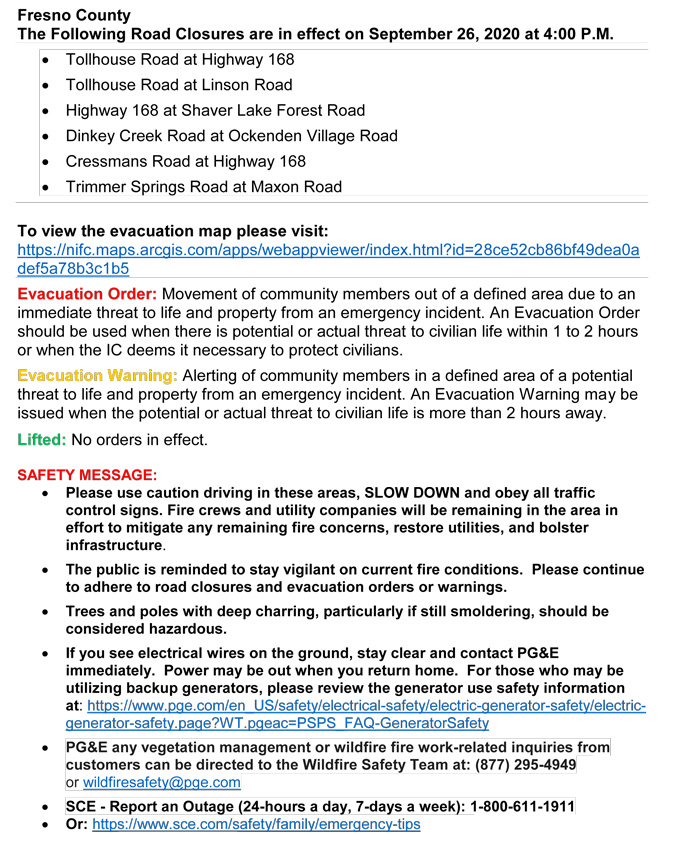 9 26 20 CAL Fire EvacuationOrdersLifted4PM 2