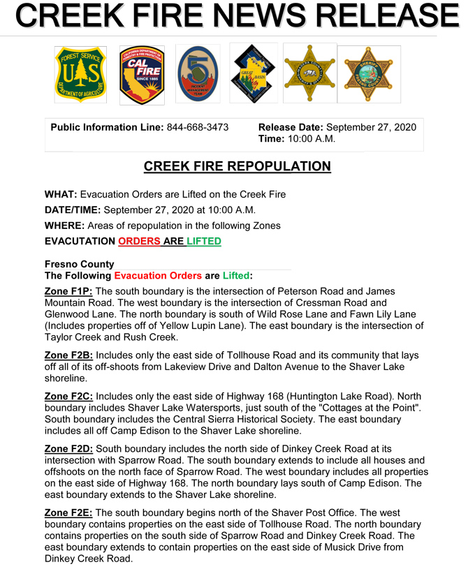9 27 20 CreekFireEvacLifted10 1